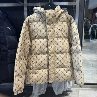 Puma彪马新款男女宽松轻盈潮流满印防风保暖连帽羽绒服外套685319