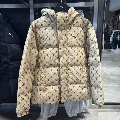 彪马男女潮流满印连帽羽绒外套