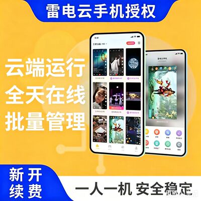 雷电云手机vip7/10/11授权天卡  月 季度 24小时离线挂机手游多开
