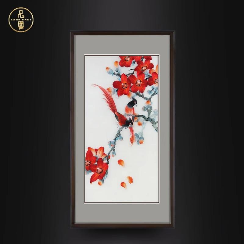 品粤【庆典纪念】广绣手工刺绣公司开业乔迁礼品竖横大幅挂画