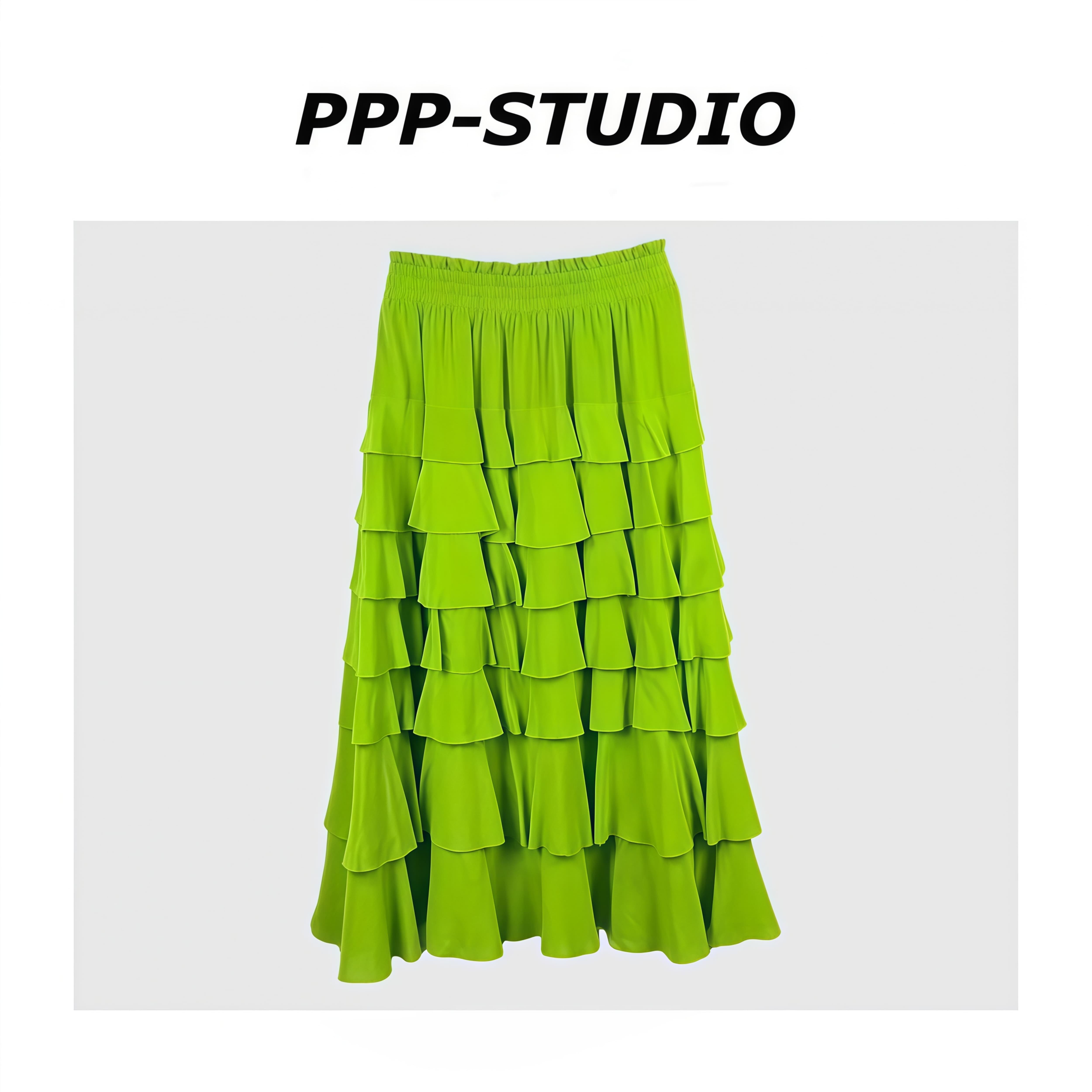 『PP-STUDIO』新款时尚休闲百搭设计款拼接蛋糕层半身裙*20260143