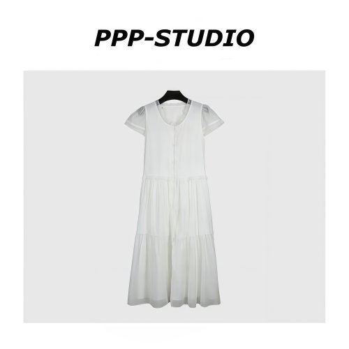 『PP-STUDIO』新款时尚百搭法式蕾丝拼接温柔甜美连衣裙*20261187