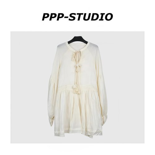 『PP-STUDIO』新款时尚甜美风设计款系带蝴蝶结连衣裙*20260961