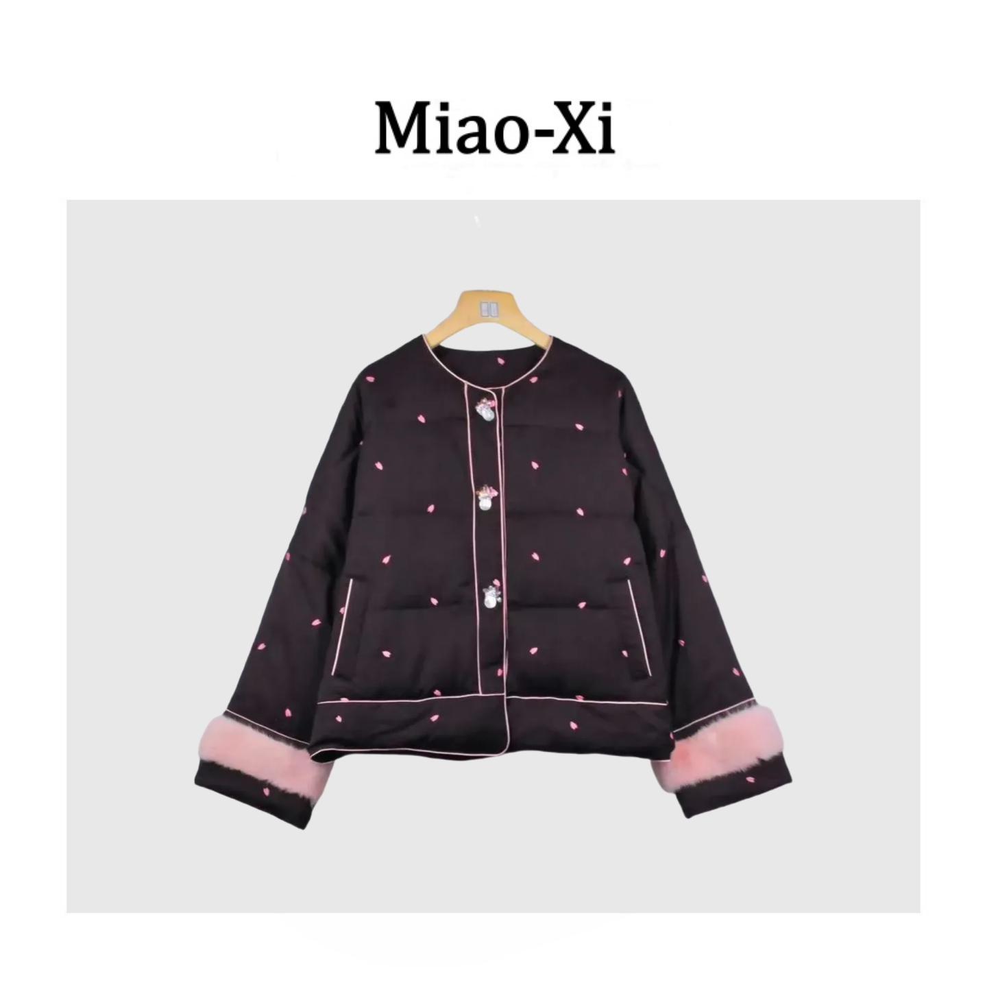 妙兮·LL冬季可爱风设计款刺绣拼水貂90白鹅绒羽绒服*20252873