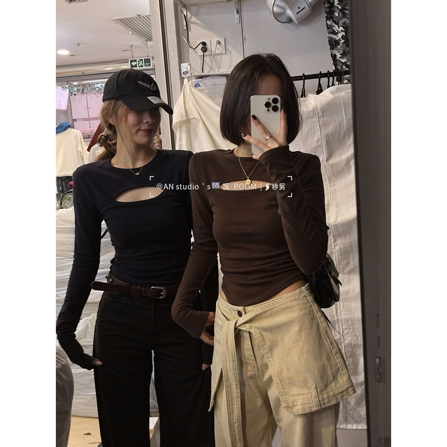 性感辣妹镂空小心机设计感打底衫