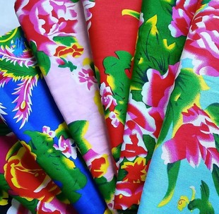 纯棉东北大花布料床上用品床单被罩枕套被面被里风俗大红花面料