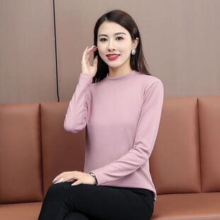 德绒女士打底衣2025年秋冬韩版卫衣半高领修身黑白色双面加绒纯色