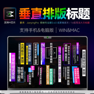 剪映字幕模板垂直简洁大方节目栏目人名介绍文字短视频剪影标题M1