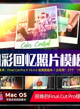 FCPX相册模板17 Photo Slideshow 立体轮播博客视频照片相册素材