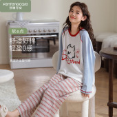 家居服套装 2025新款 全棉 秋冬季 纯棉少女可外穿春秋款 长袖 睡衣女款
