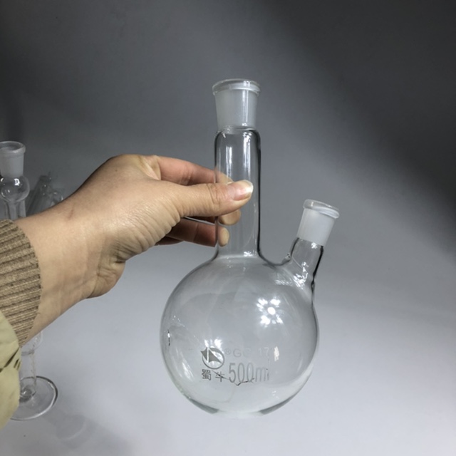 蒸馏烧瓶全玻璃蒸馏提取配件瓶500ml 主口长度12公分24口侧口19