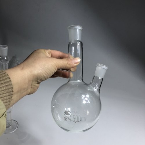 两口蒸馏烧瓶全玻璃蒸馏提取配件瓶500ml 主口总长12公分24口侧19