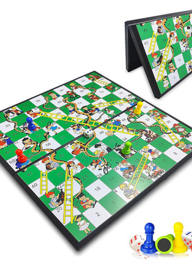 Magnetic Snakes and Ladders Board Game Set, Folding Portable