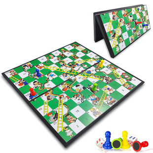 Magnetic Snakes and Ladders Board Game Set, Folding Portable