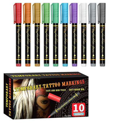 Temporary Tattoo Markers for Skin | 10 Body Markers pen toys
