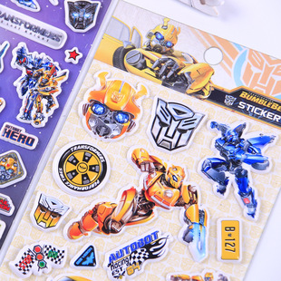 变形金刚擎天柱大黄蜂立体3D海绵贴纸泡泡贴画儿童卡通装 饰贴玩具