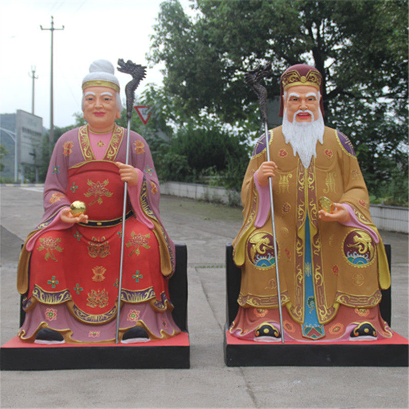 土地公土地婆神像福德正神土地爷土地奶树脂佛像土地公婆1米3