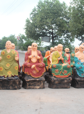 1米1高十八罗汉佛像 伏虎 降龙罗汉 达摩祖师 十八尊者 树脂佛像