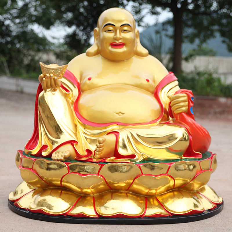 寺庙贴金彩绘元宝大肚弥勒佛