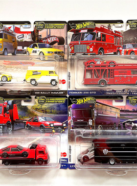 风火轮汽车文化海湾石油AMC法拉利运输车队铁底胶胎奔驰车模FLF56