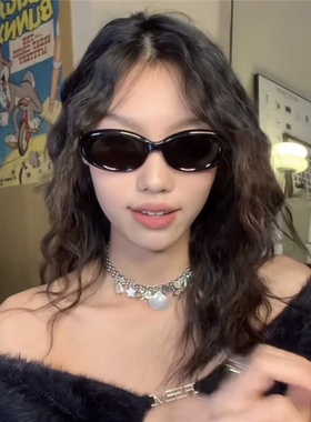 遮阳椭圆欧美男女小框墨镜潮