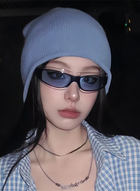 Y2K赛博朋克风蓝色墨镜未来感骑行高级眼镜街拍复古户外运动男女