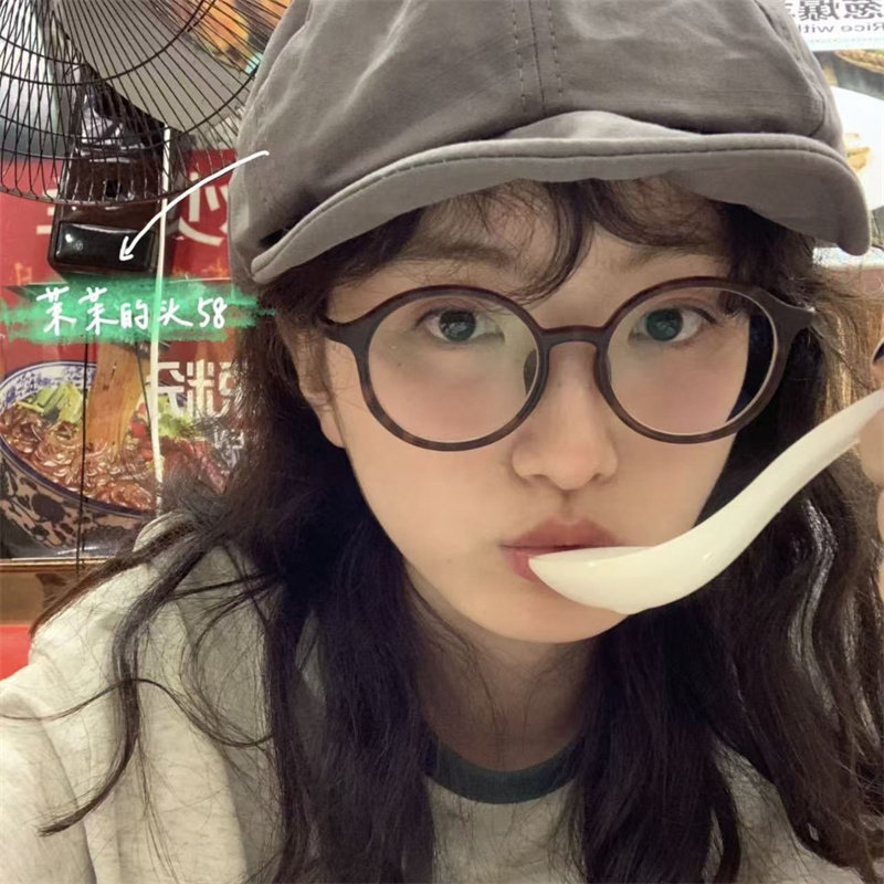 豹纹日系超轻圆框眼镜近视女可配度数平光素颜神器显瘦眼睛框架男