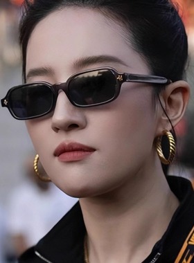 刘亦菲同款黑色方形太阳镜时髦女