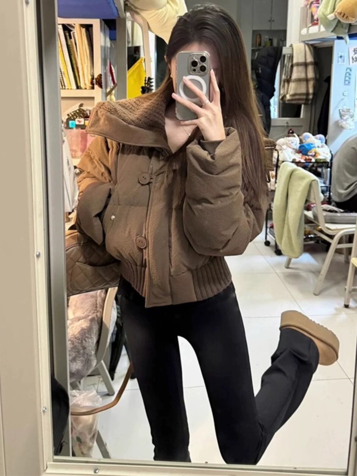 2026冬季新款小个子高腰翻领面包服女短款韩版时尚加厚保暖外套女