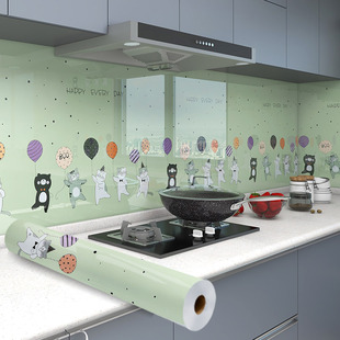 厨房防水防油贴纸耐高温加厚自粘灶台墙纸墙面橱柜油烟机灶台壁纸