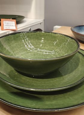 宜家 佩拉卡图 碗餐盘碟盘子绿色森林灵感优质石瓷材质 国内代购