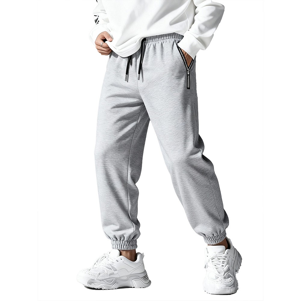 SNUN 潮牌束脚拉链口袋户外运动长裤松紧百搭纯色秋冬宽松裤子