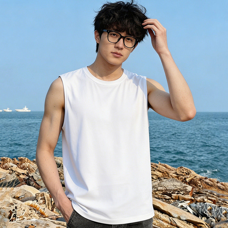 纯棉重磅无袖t恤男夏季宽松坎肩背心2026新款运动打底内搭上衣