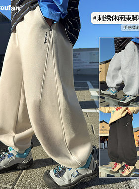 童装男童刺绣休闲裤2026春季新款儿童户外束脚裤子大童春秋长裤潮