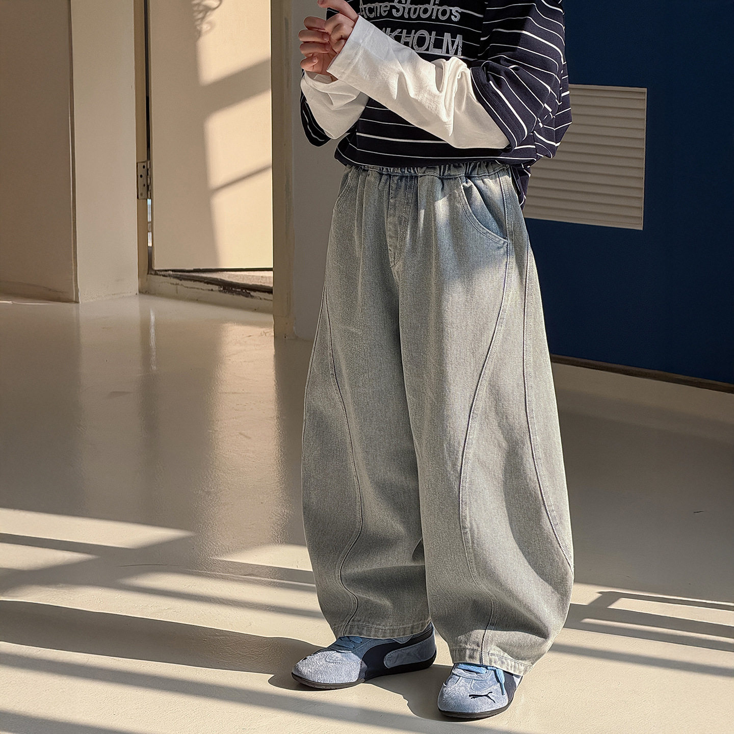 棉小铺男童牛仔裤儿童春季韩版2026新款潮酷宽松弯刀裤童装裤子潮,童装/婴儿装/亲子装,儿童牛仔裤,淘宝优惠券,粉丝福利购,淘宝优惠卷