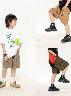 童装短裤2026春夏新款男童中大童工装短裤宽松多口袋高街潮短裤