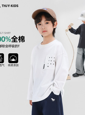 男童长袖T恤纯棉2026春装新款儿童中大童男孩春春款打底衫上衣潮