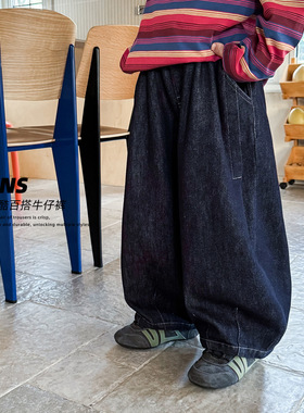 童酷2026男童春季新款韩版深色宽松宝宝休闲裤百搭阔腿儿童牛仔裤