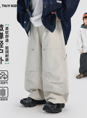 男童裤子工装裤春秋款2026春装新款儿童中大童男孩春季休闲裤长裤