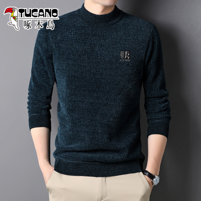 加绒啄木鸟套头羊毛衫半高领毛衣