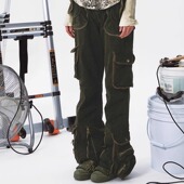 堆堆炮弹裤 99PERCENT多口袋重工洗水女低腰设计感街头休闲工装 裤