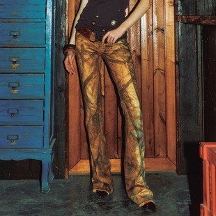 99PERCENT原创蛇纹斑马纹渐变做旧破洞低腰微喇牛仔裤辣妹复古