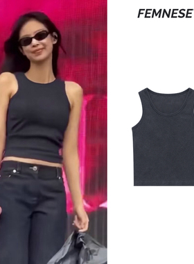 jennie 金智妮同款26ss复古基础款内搭修身运动背心打底吊带女潮