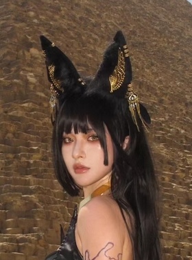 手作神殿阿努比斯胡狼发箍仿真兽耳埃及艳后cos异域头饰万圣节潮