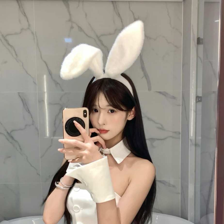 白色兔耳朵发箍毛绒可爱少女心发窟2025年兔女郎装扮网红主播头饰