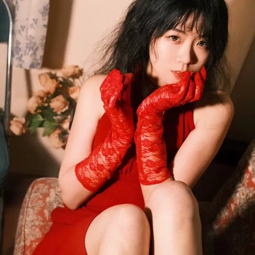 长款红色蕾丝手套女婚庆主持礼仪新娘复古婚纱手套黑色袖套圣诞节