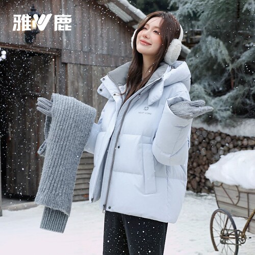 雅鹿时尚短款女士加厚羽绒服
