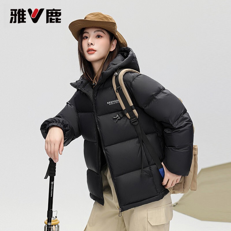 雅鹿短款三防免洗羽绒服面包服