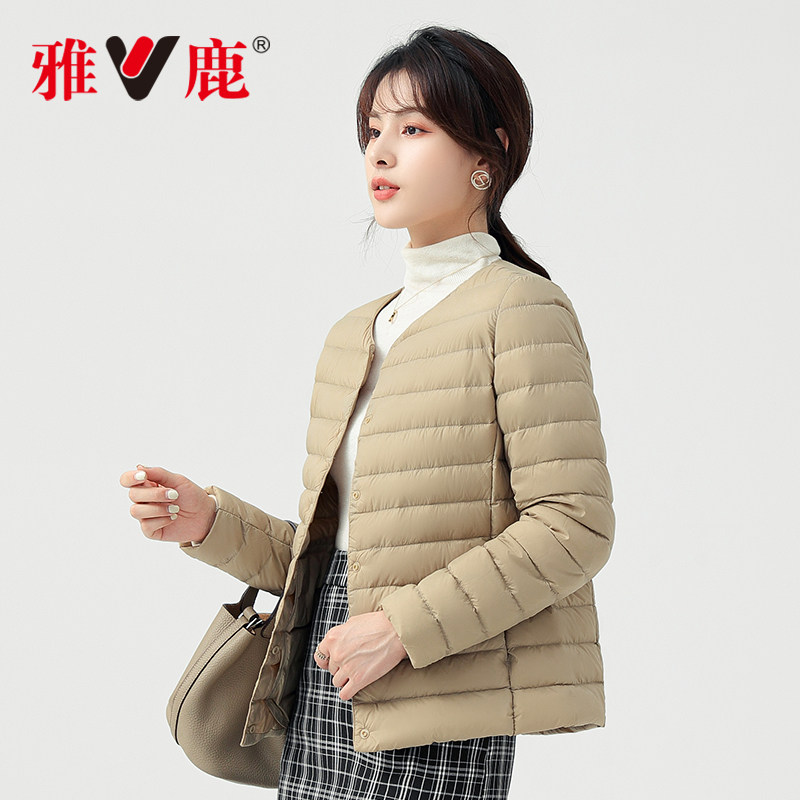 雅鹿短款无领轻薄羽绒内胆外套女图片