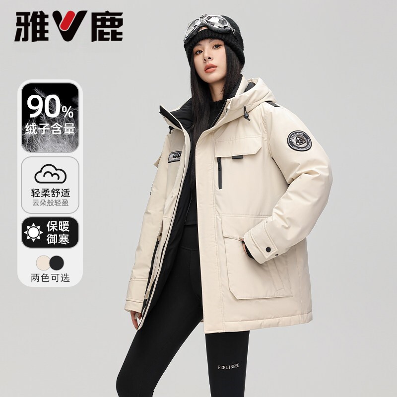 雅鹿户外极寒羽绒服工装派克服